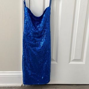 Starstruck Strappy Dress in Lapis Blue. Runs small .No tags but never worn.